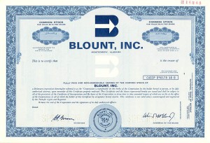 Blount, Inc. - Specimen Stock Certificate